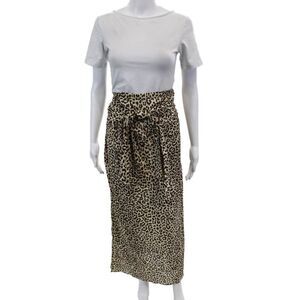 J Crew Womens Elastic Waistband Leopard Printed Maxi Skirt Brown Size Small